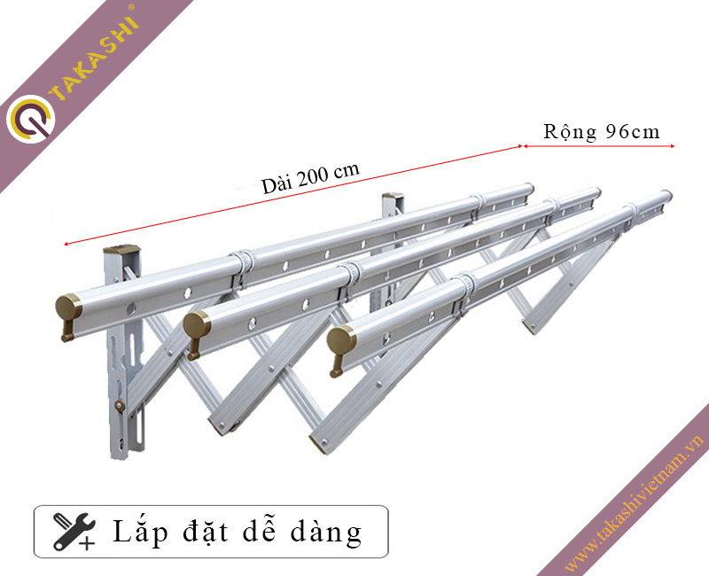 Kích thước giàn phơi xếp ngang